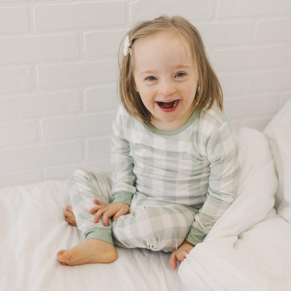 Sage Gingham 2pc Bamboo Pajamas - Shop Avnu