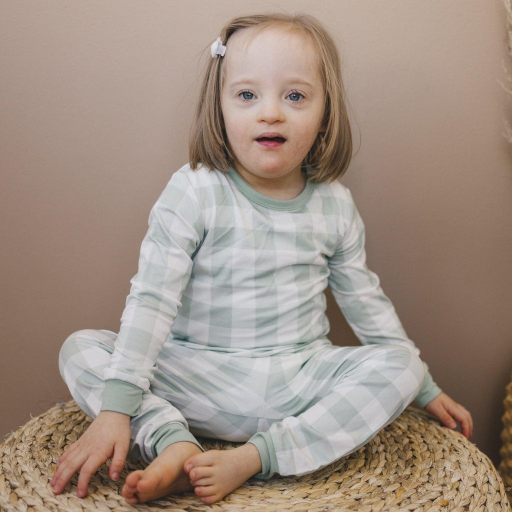 Sage Gingham 2pc Bamboo Pajamas - Shop Avnu