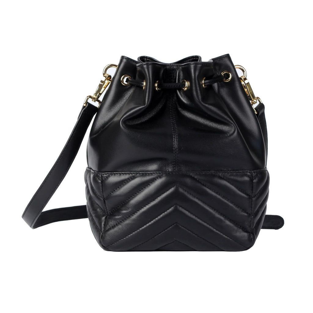 Soft Lambskin Bucket Bag – Striped Embroidery Design