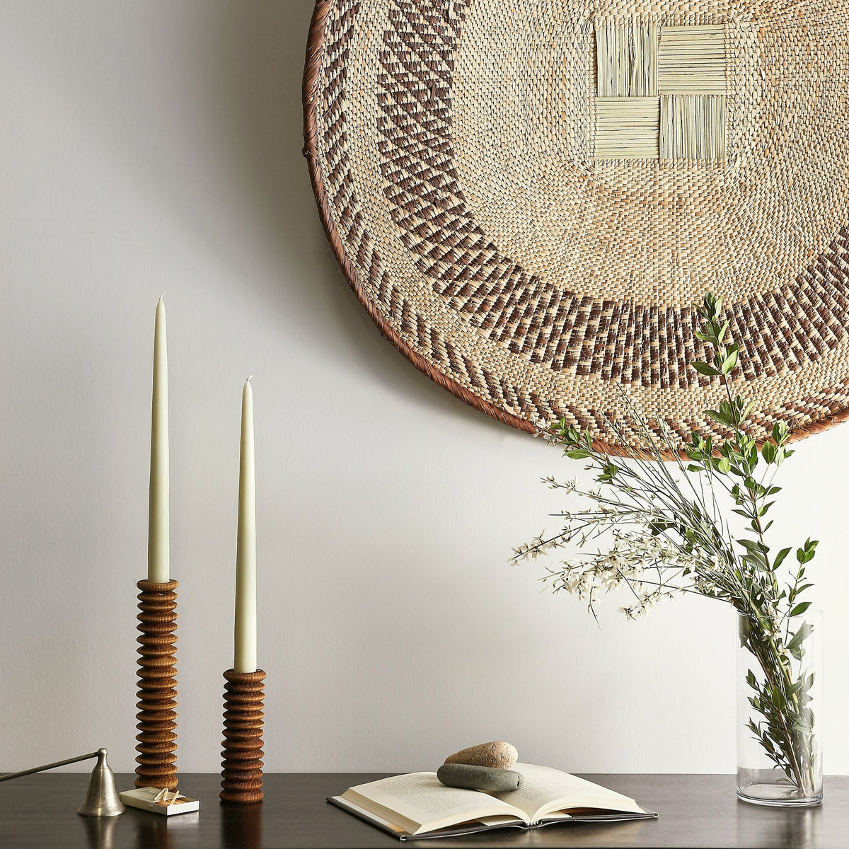 Spiral Pine Modern Wood Candle Candlestick Holder