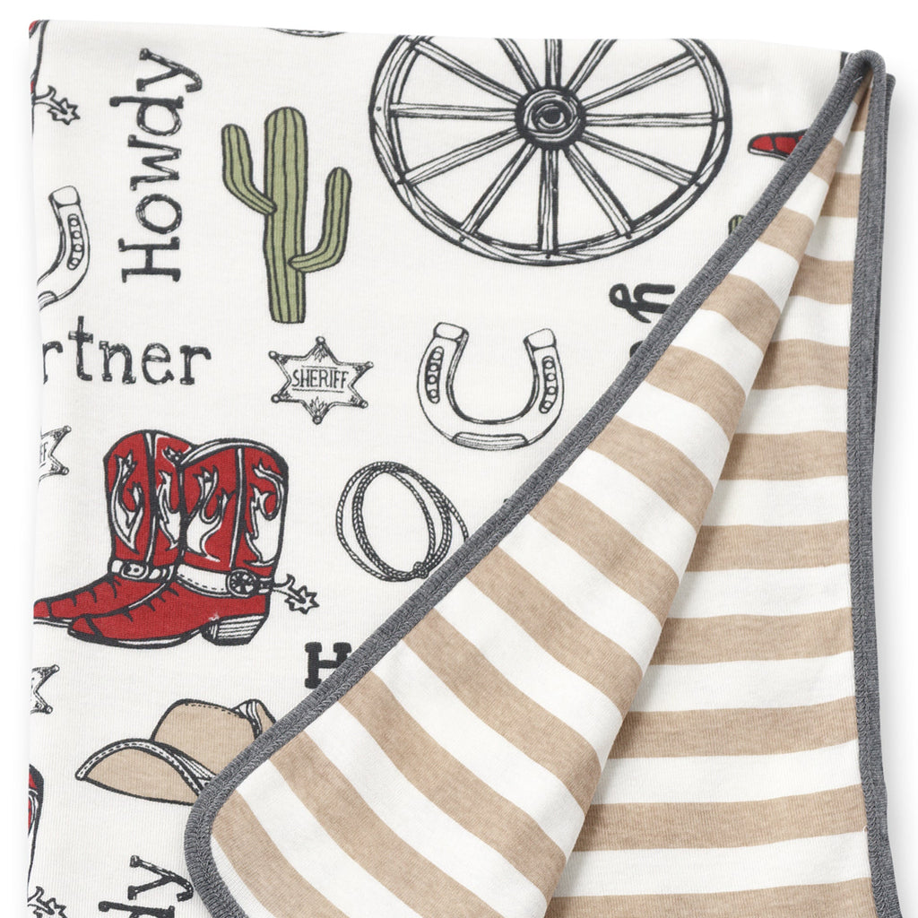 Western Cowboy Howdy Partner Cotton Baby Stroller Blanket - Shop Avnu