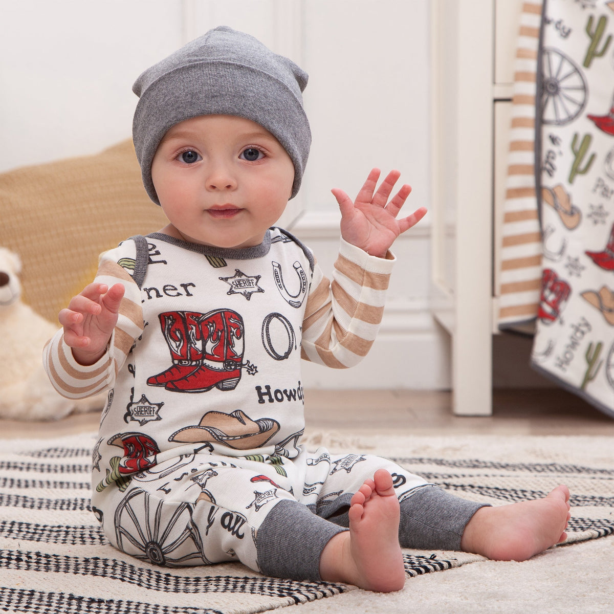 Western Cowboy Howdy Partner Cotton Romper - Shop Avnu