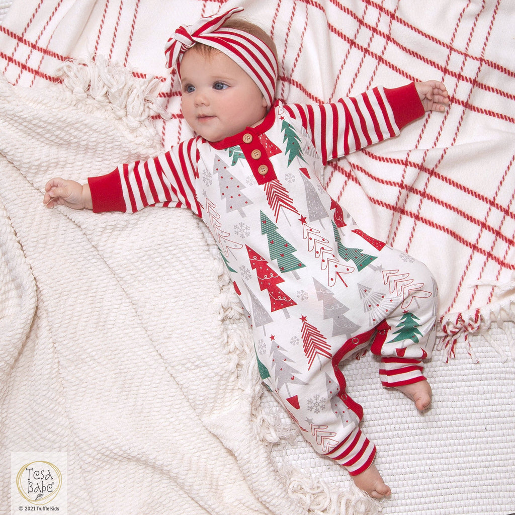 Christmas Tree Baby Romper – Soft Cotton Holiday Outfit - Shop Avnu
