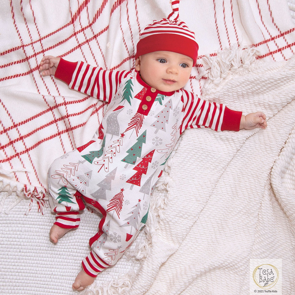 Christmas Tree Baby Romper – Soft Cotton Holiday Outfit - Shop Avnu