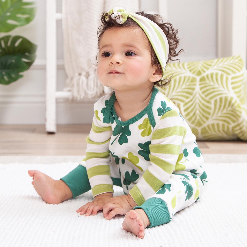 Baby's St. Patty's Shamrocks & Clovers Cotton Romper - Shop Avnu