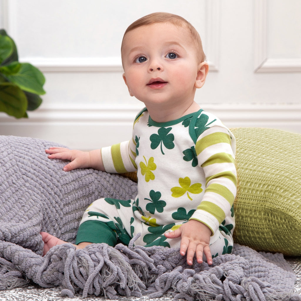 Baby's St. Patty's Shamrocks & Clovers Cotton Romper - Shop Avnu