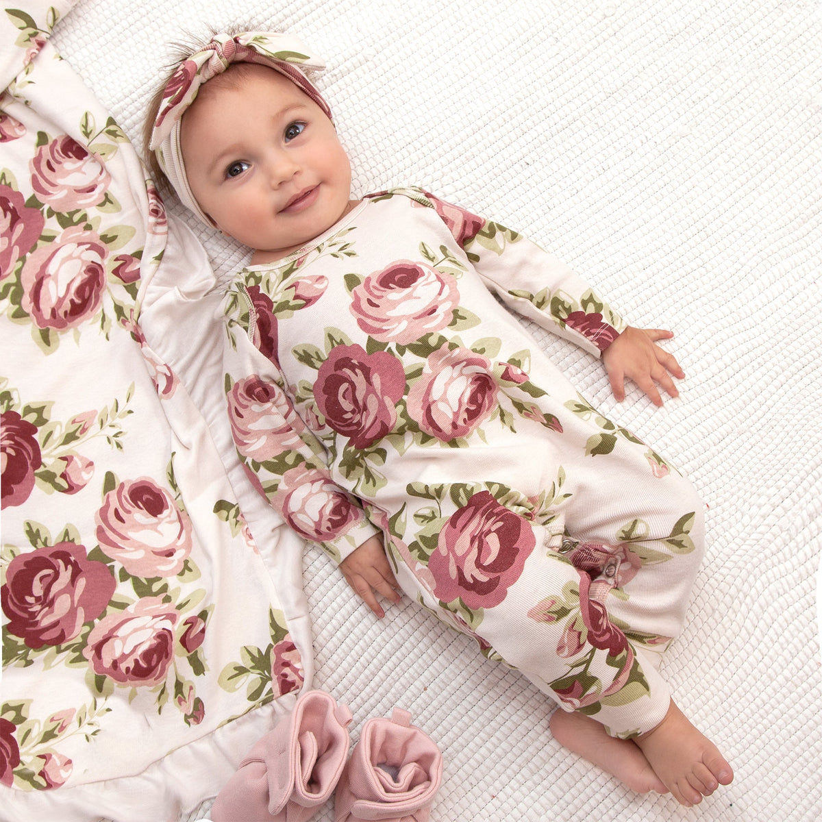 Baby Girl Cabbage Rose Cotton Romper - Shop Avnu