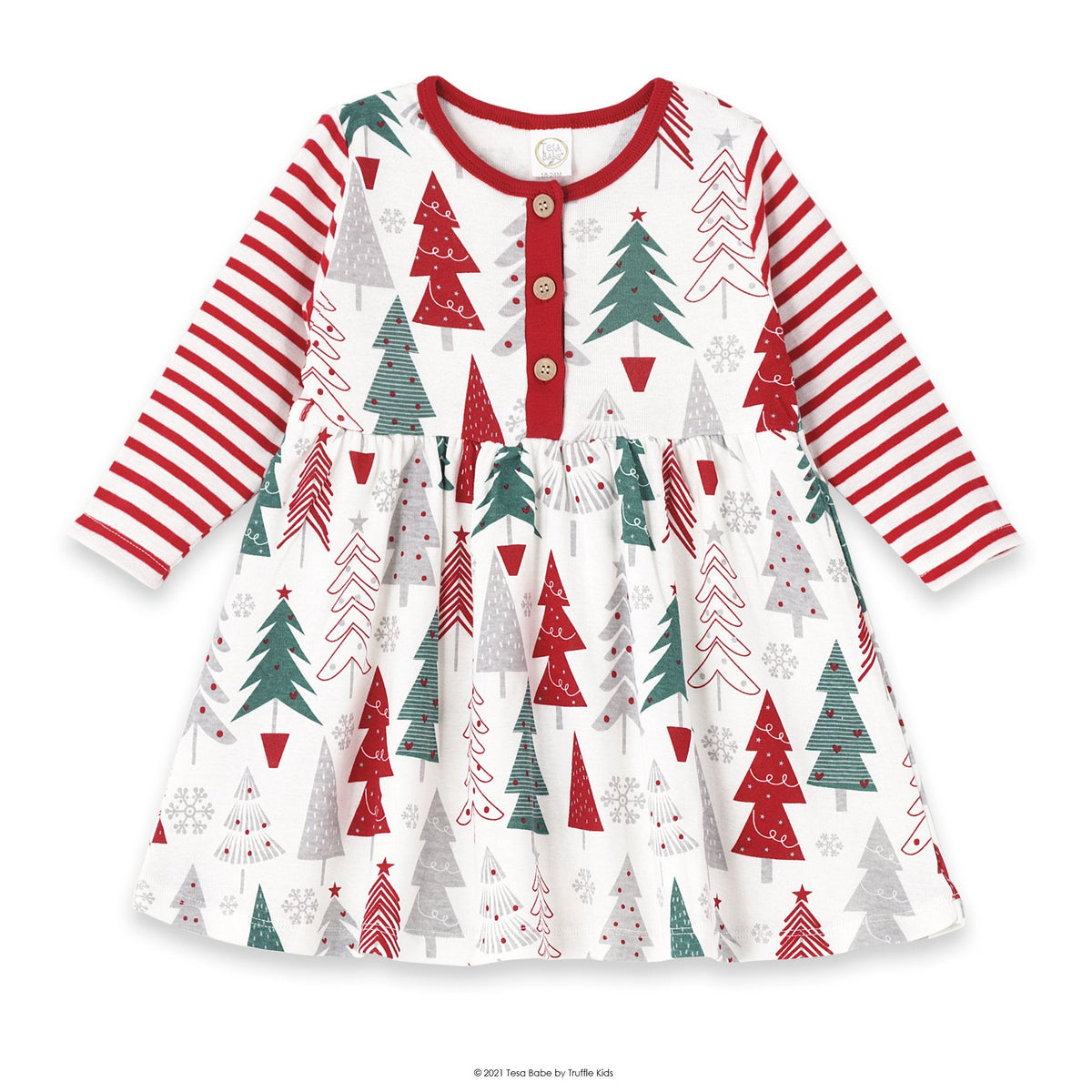 Baby Girl's Christmas Trees Cotton Dress - Shop Avnu
