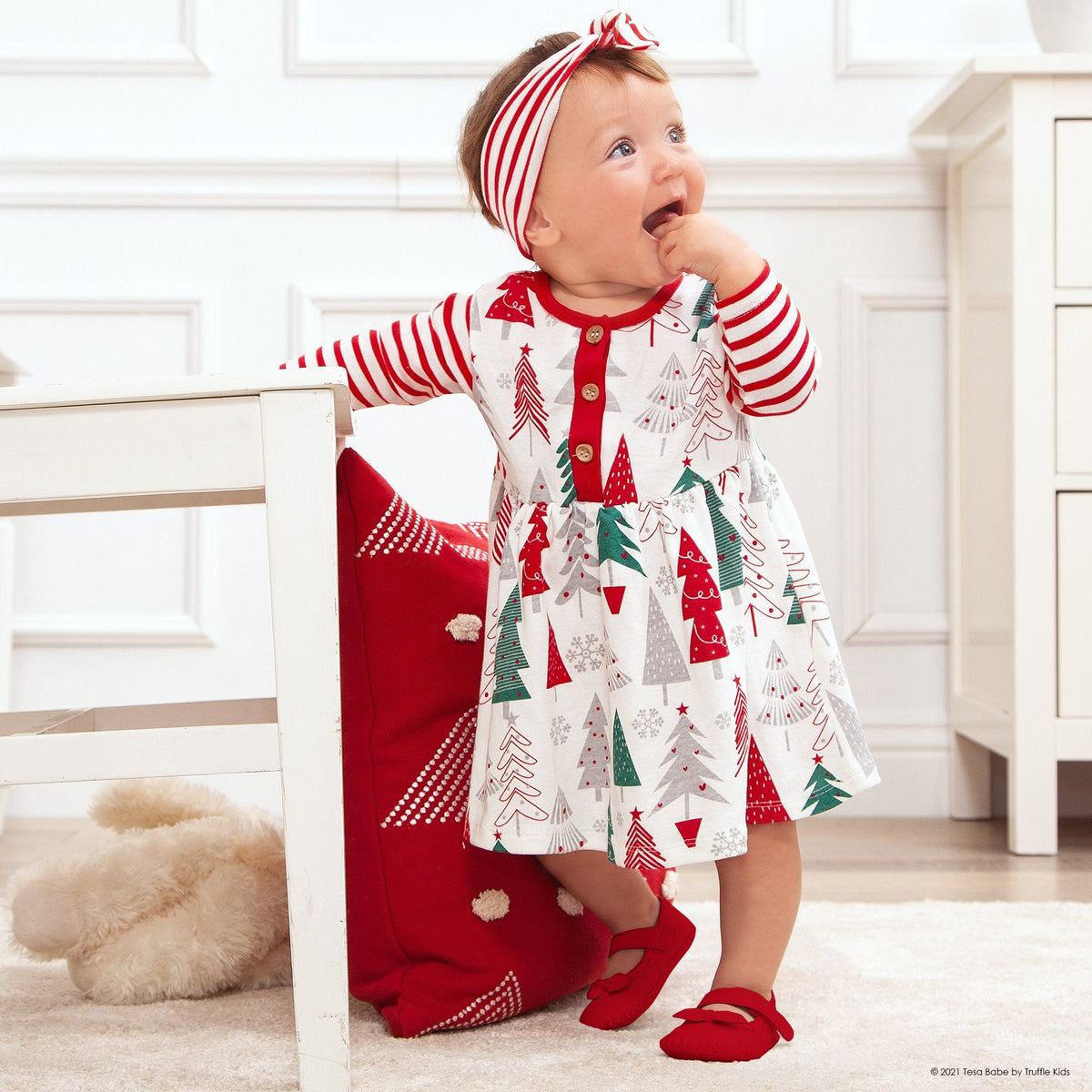Baby Girl's Christmas Trees Cotton Dress - Shop Avnu
