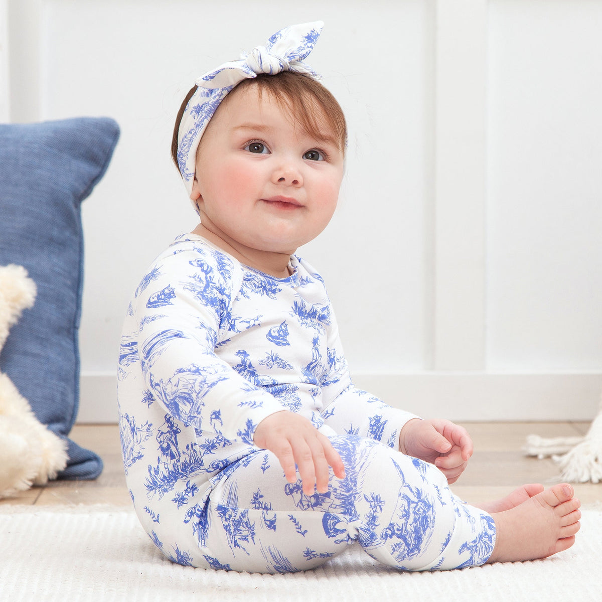 Baby Girl Toile de Jouy Bamboo Romper - Shop Avnu
