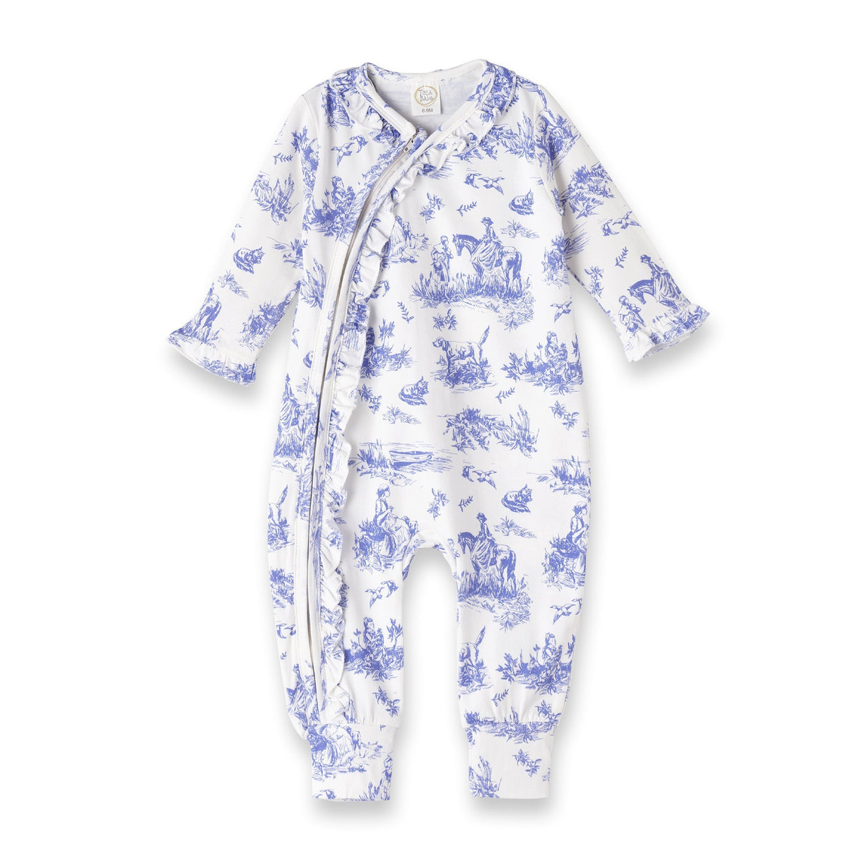 Baby Girl Toile de Jouy Bamboo Zipper Romper - Mommy and Me - Shop Avnu