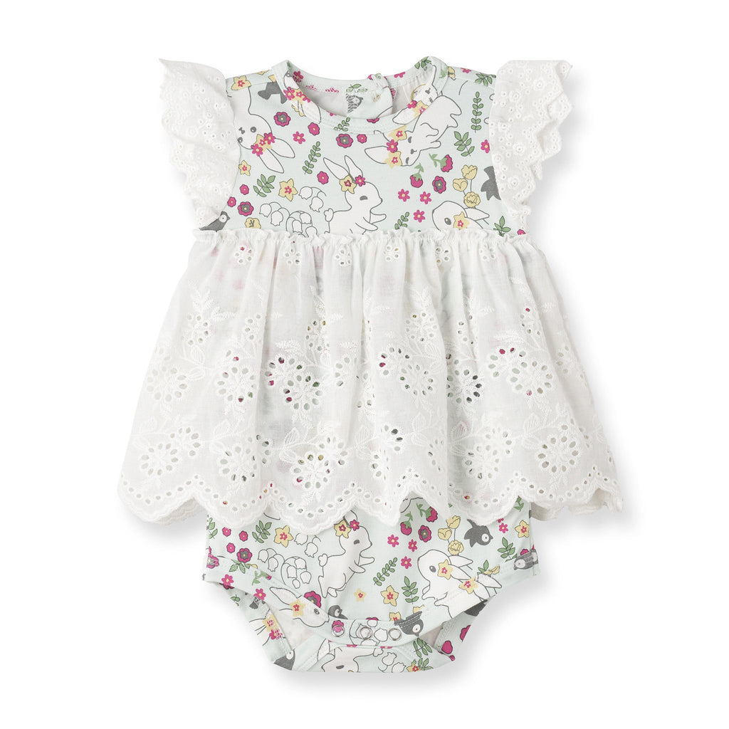 Baby Girl's Cottontail Garden Bamboo Skirted Easter Bodysuit - Shop Avnu
