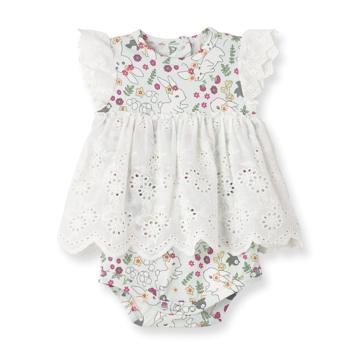 Baby Girl's Cottontail Garden Bamboo Skirted Easter Bodysuit - Shop Avnu
