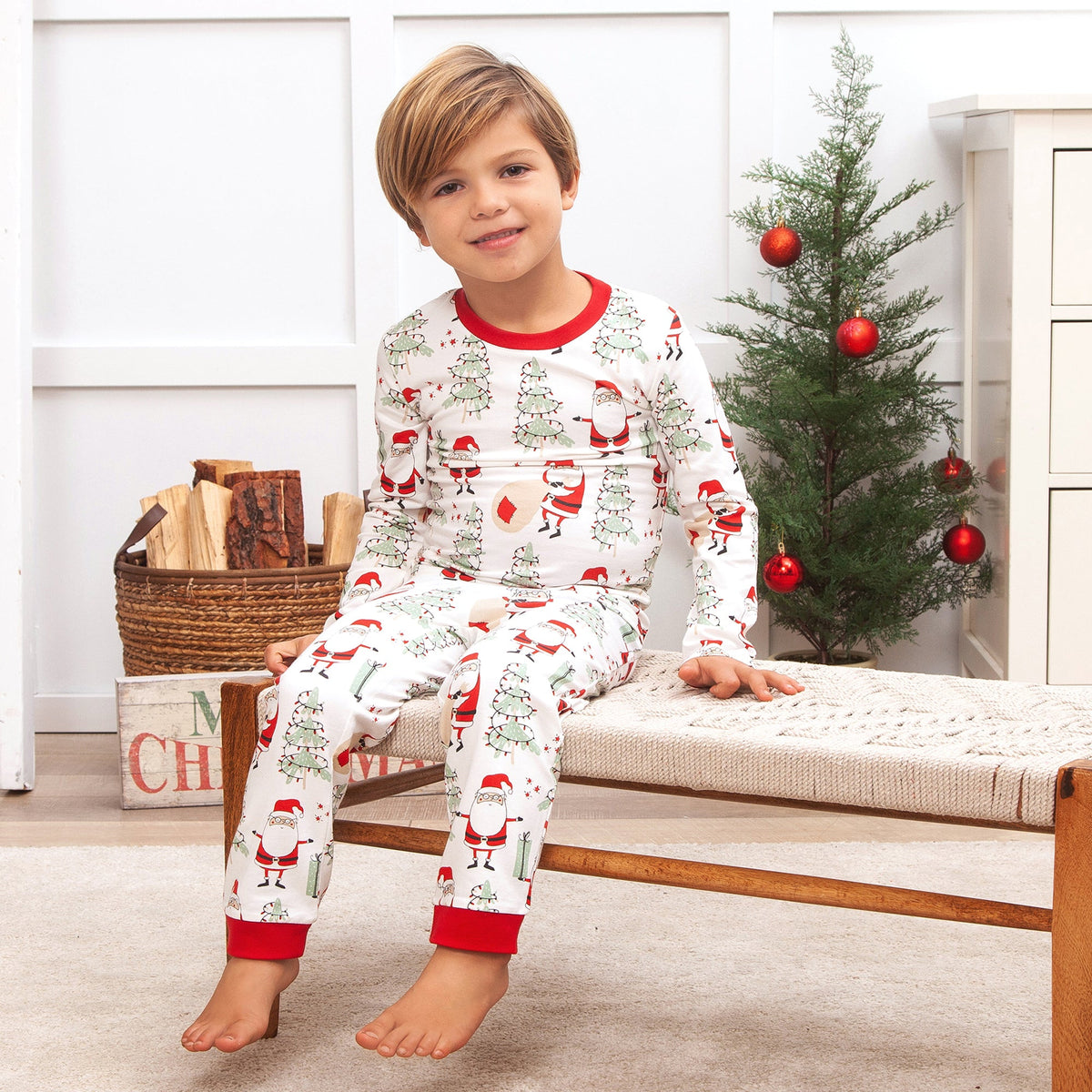 Christmas Santa Kid's Bamboo Pajama Set - Family Matching - Shop Avnu
