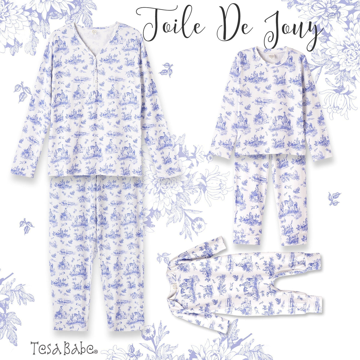 Toile de Jouy Girl's Bamboo Pajama Set - Shop Avnu