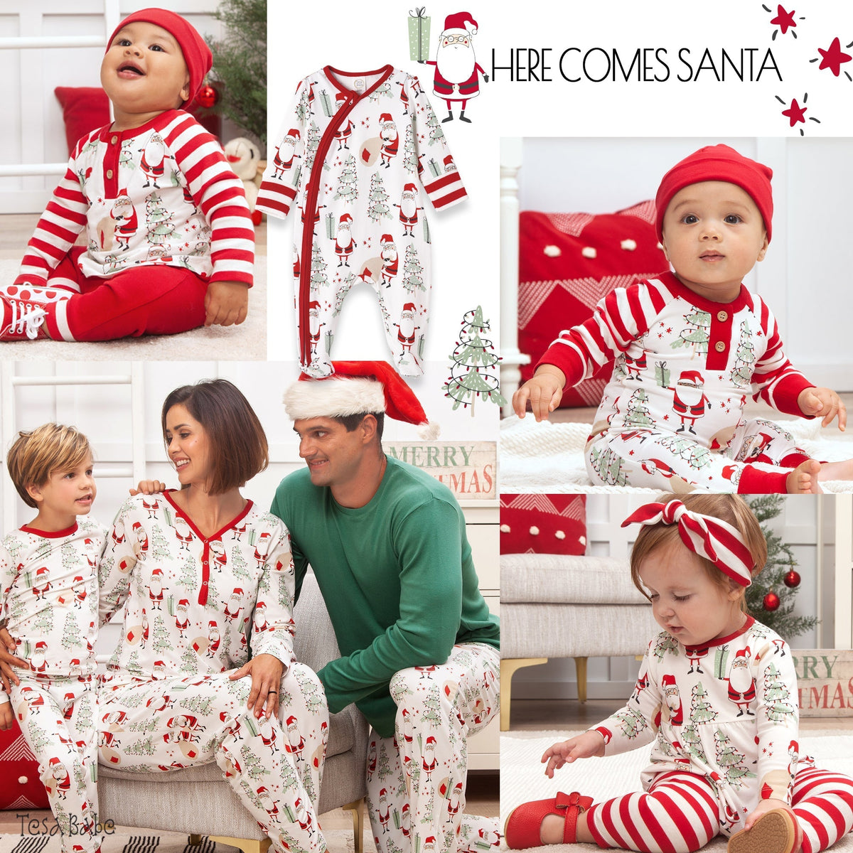 Christmas Santa Women's Bamboo Pajama Set Family Matching - Shop Avnu