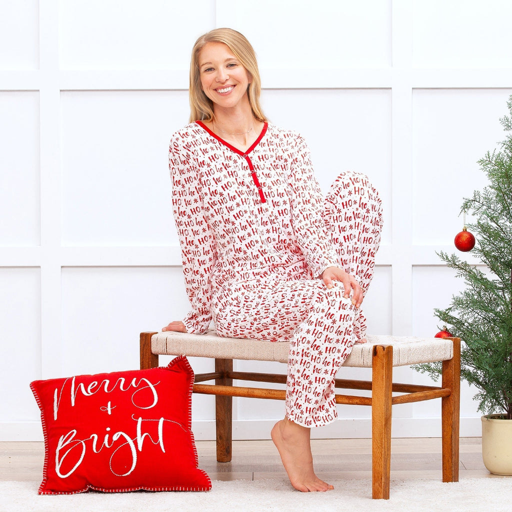Christmas Ho - Ho - Ho Women's Bamboo Pajama Family Matching Set - Shop Avnu