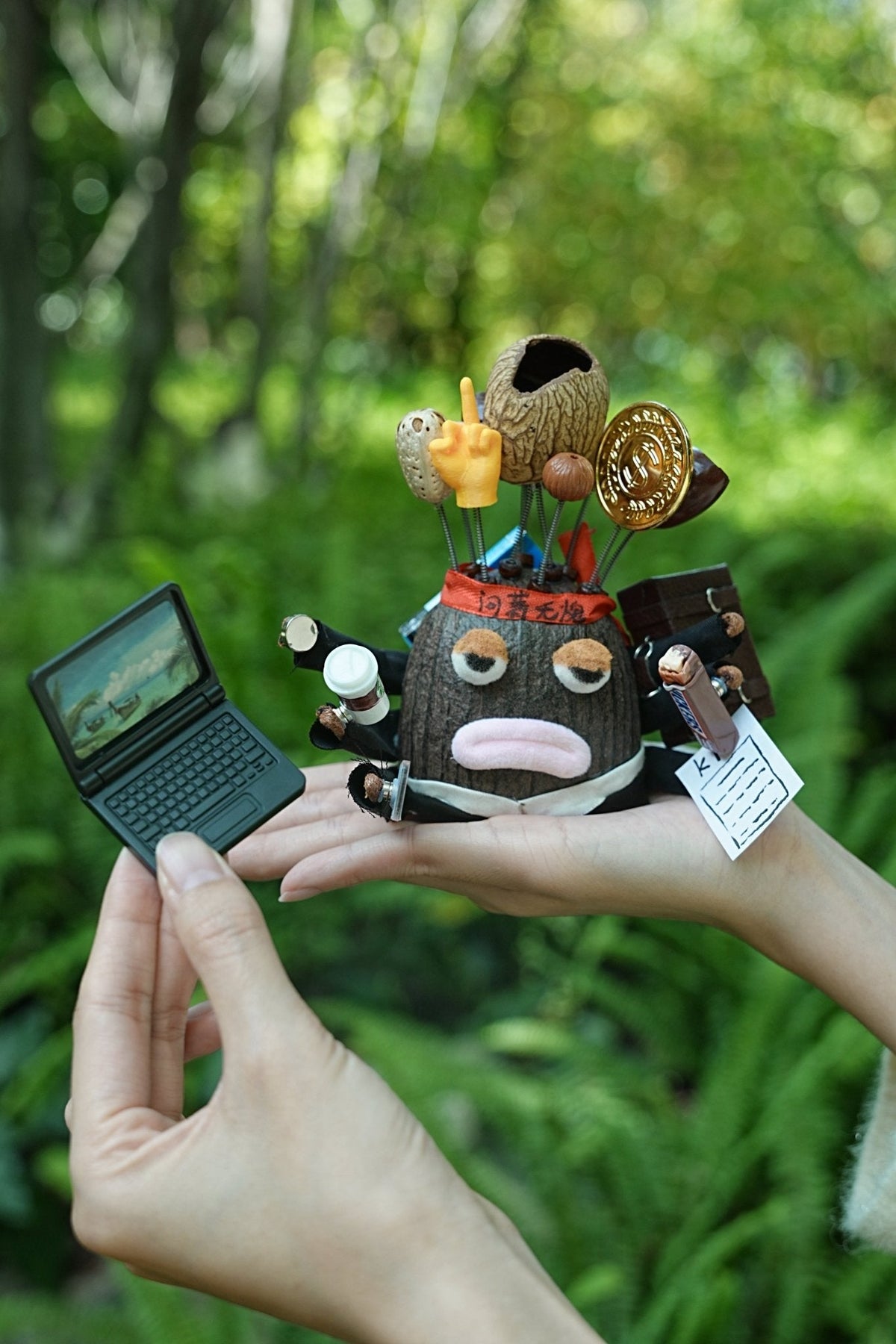 "The Corporate Survivor" - Funny Stressed Office Worker Doll with Laptop & Coffee