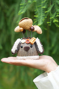 "The Cozy Puppy Guardian" - Nut Shell Dog Doll with Fuzzy Ears & Bone