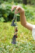 "The Crystal Harmony Tassel" - Natural Seed Charm with Crystal Beads & Silk Tassels