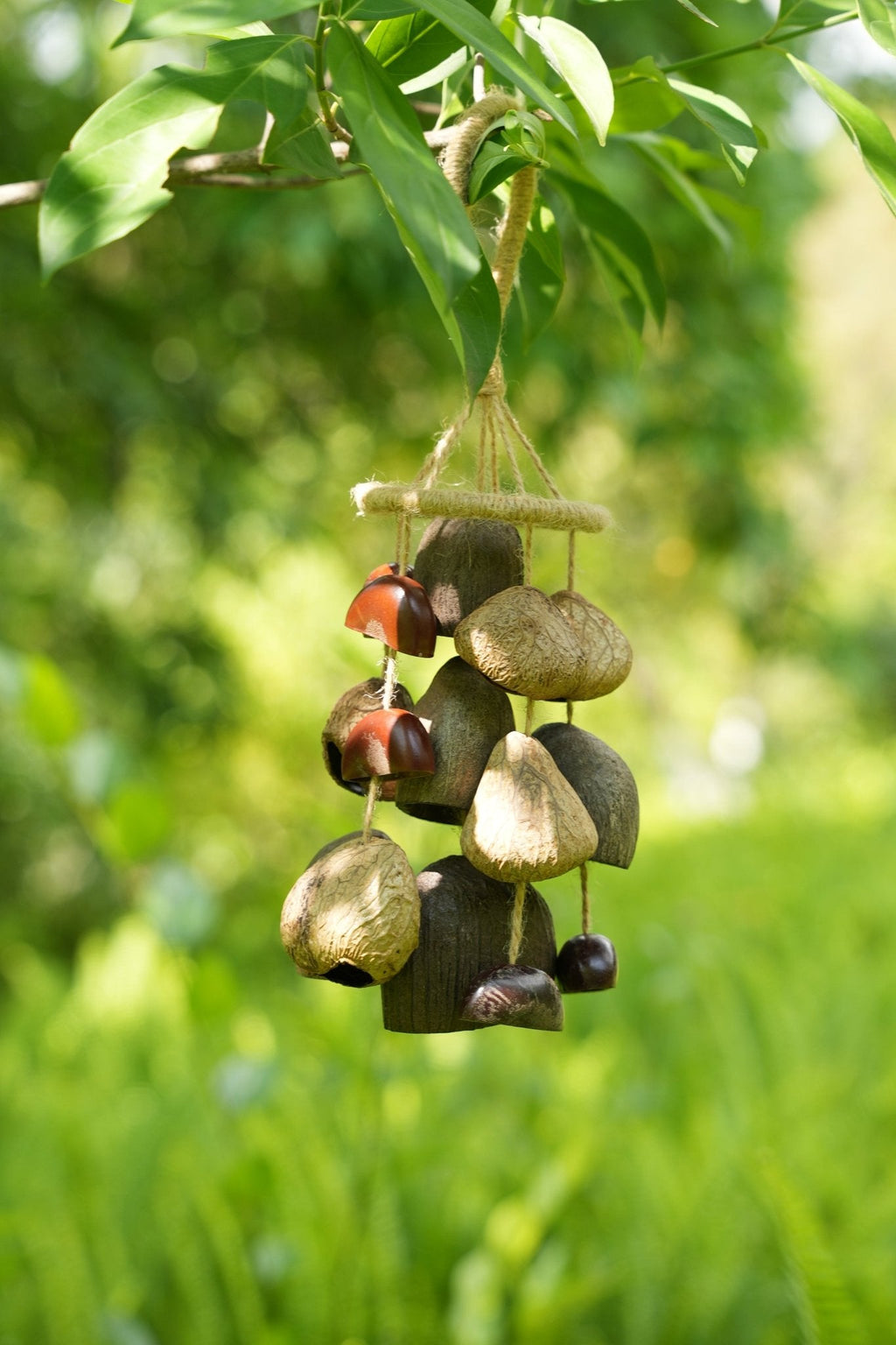 "The Deep Forest Chime" - Clustered Coconut & Seed Pod Wind Mobile