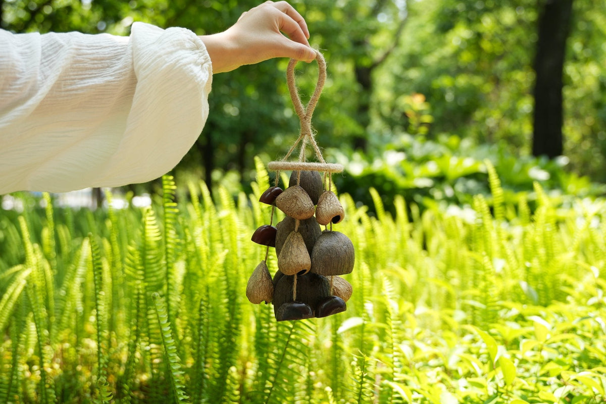 "The Deep Forest Chime" - Clustered Coconut & Seed Pod Wind Mobile