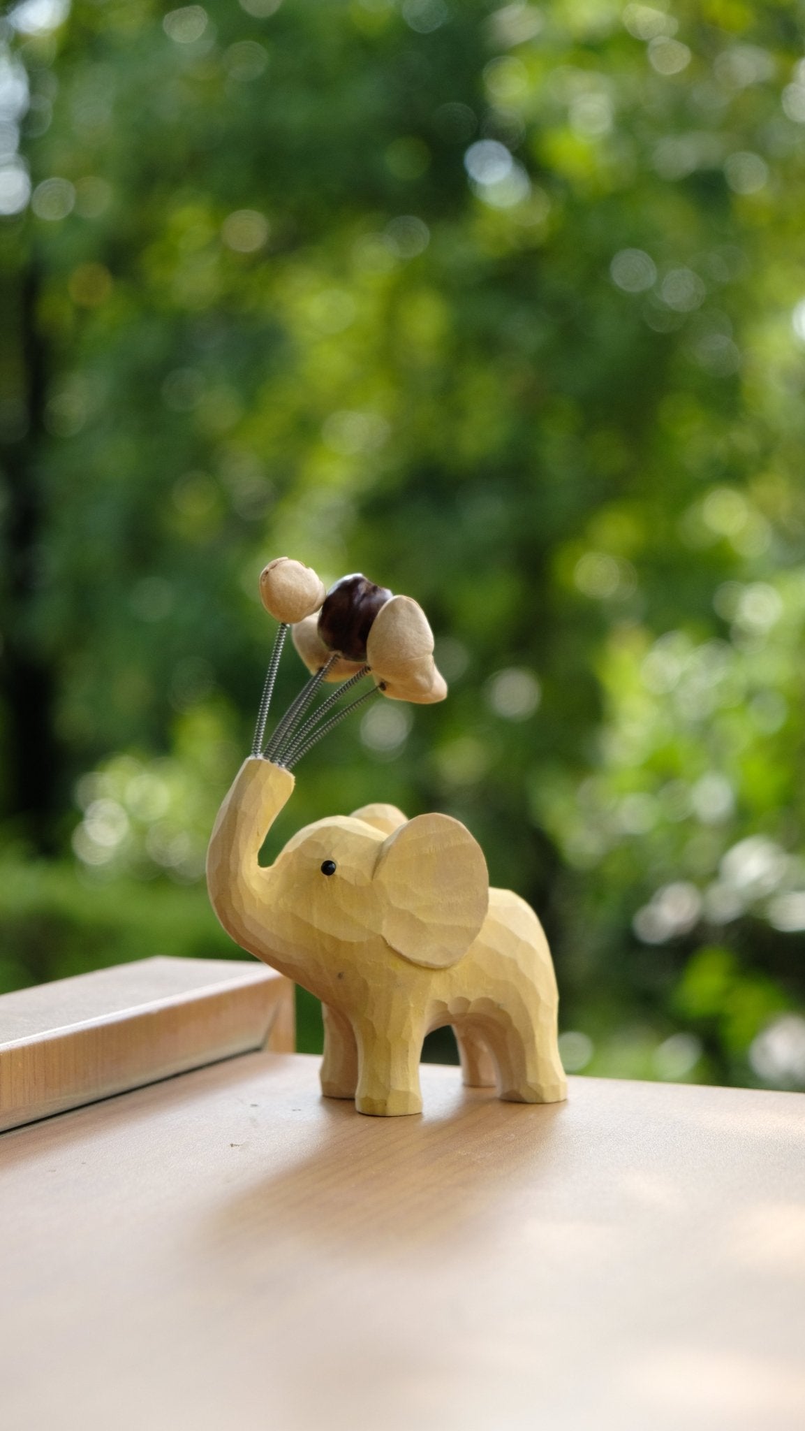 "The Dreamy Elephant" - Wooden Phone Stand & Seed Balloon Car Ornament