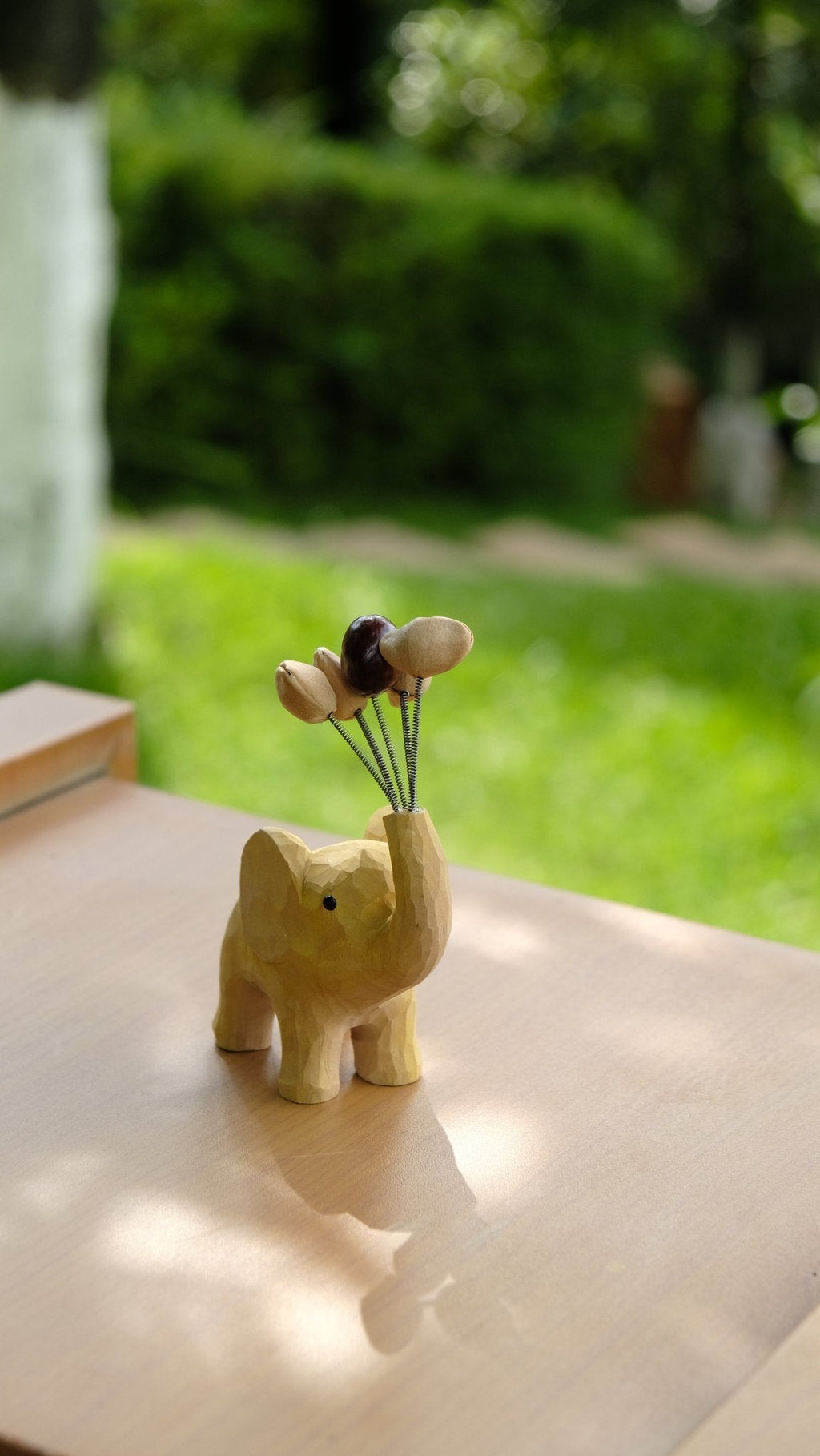 "The Dreamy Elephant" - Wooden Phone Stand & Seed Balloon Car Ornament