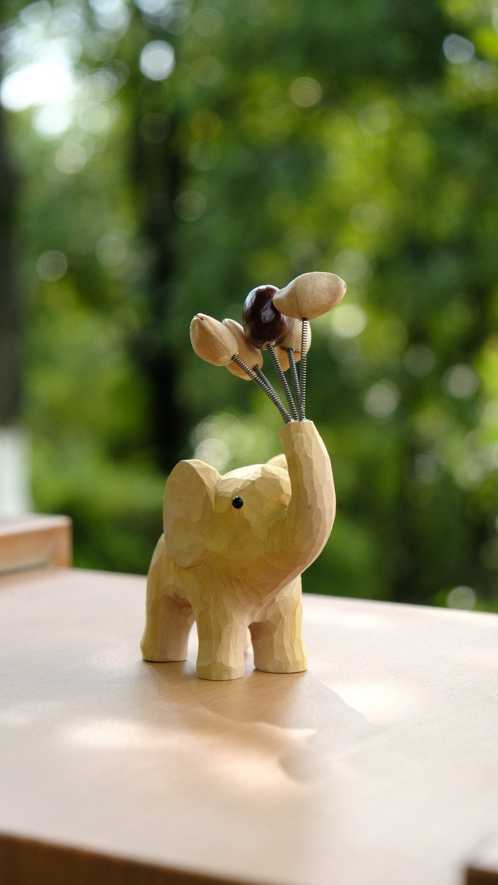 "The Dreamy Elephant" - Wooden Phone Stand & Seed Balloon Car Ornament
