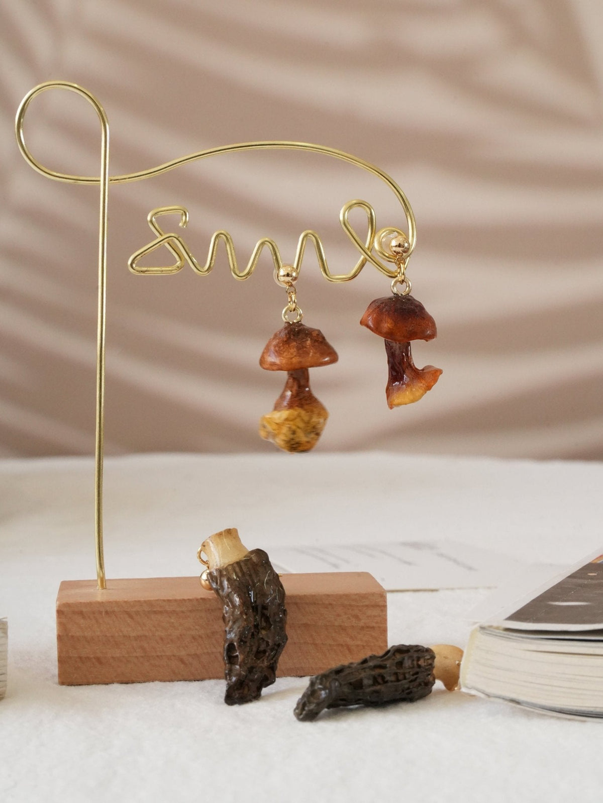 The Forager's Duo: Real Morel & Golden Chanterelle Mushroom Earrings Set
