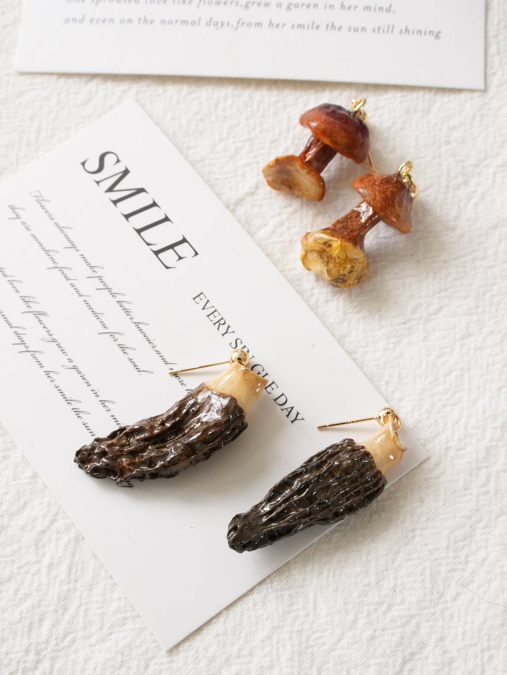 The Forager's Duo: Real Morel & Golden Chanterelle Mushroom Earrings Set