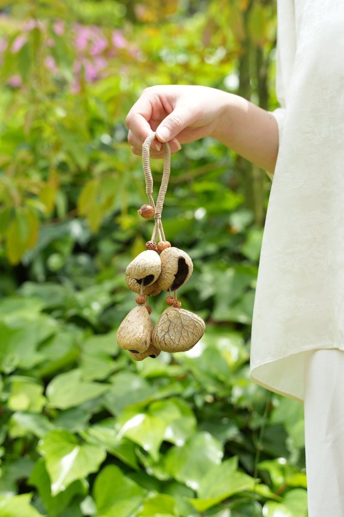 "The Forest Harvest Ring" - Natural Seed Cluster Charm with Dark Wood Handle