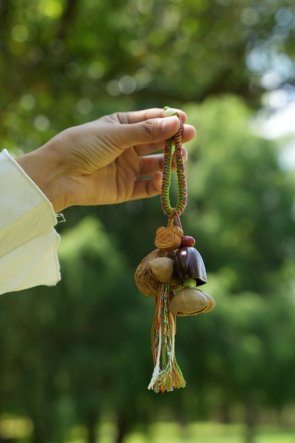 "The Fortune Seed" - Natural Pod Bag Charm with 'Best Luck' Wood Tag