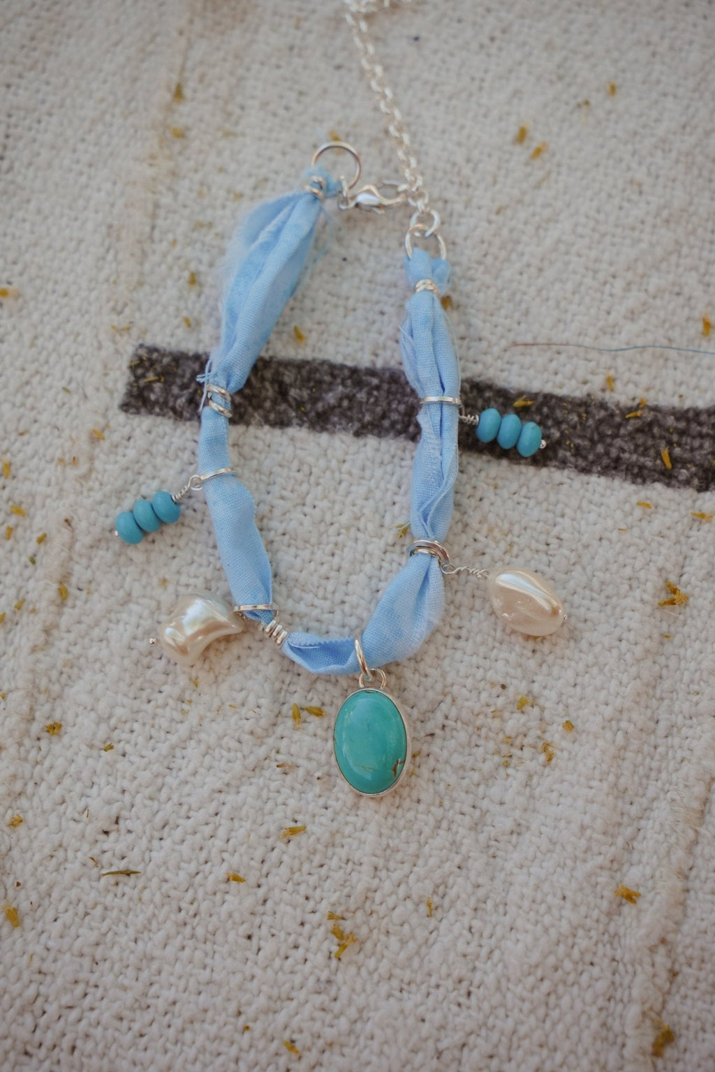 The Fray Baby Anklets with Turquoise + Pearl Beads (MADE TO ORDER)