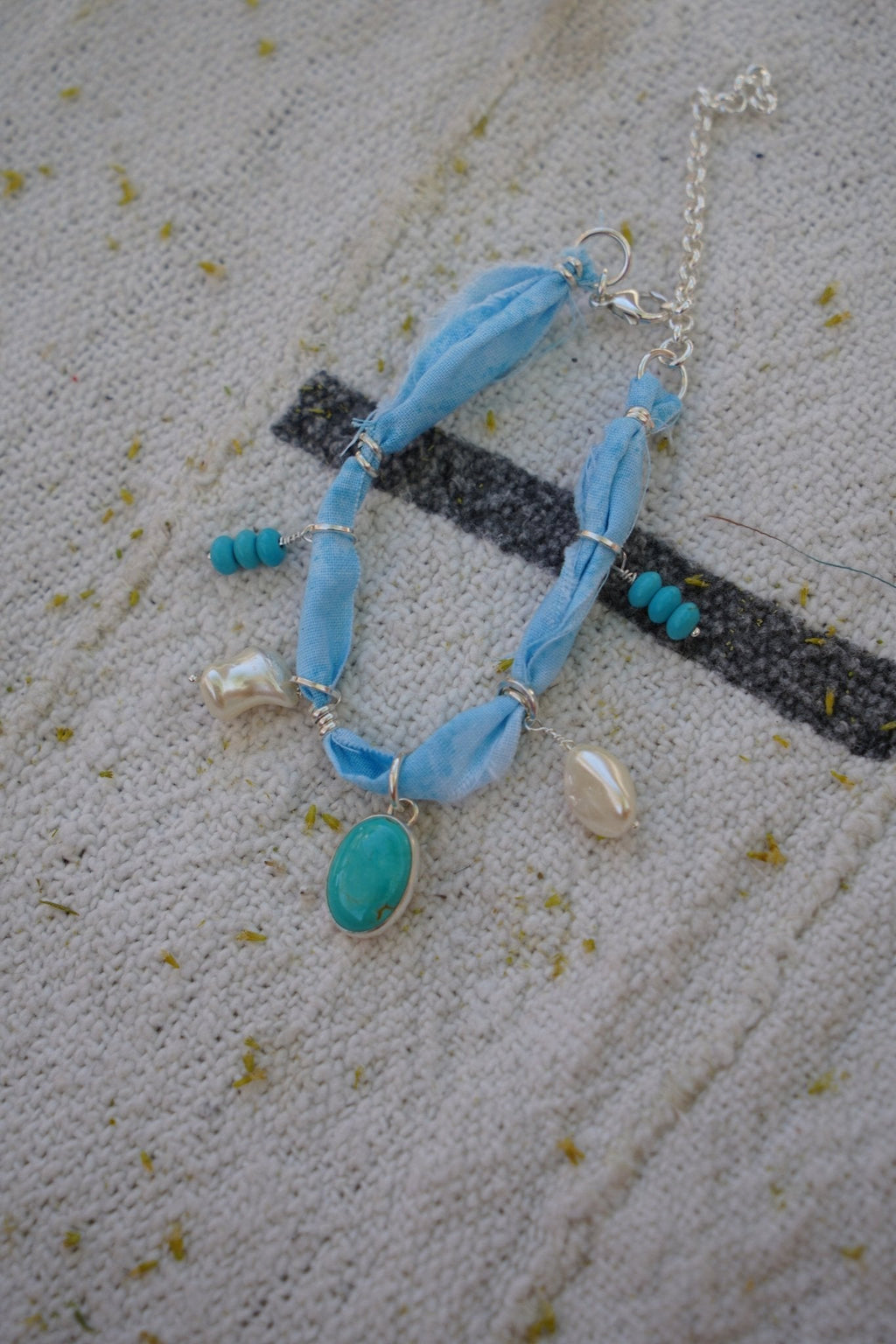 The Fray Baby Anklets with Turquoise + Pearl Beads (MADE TO ORDER)
