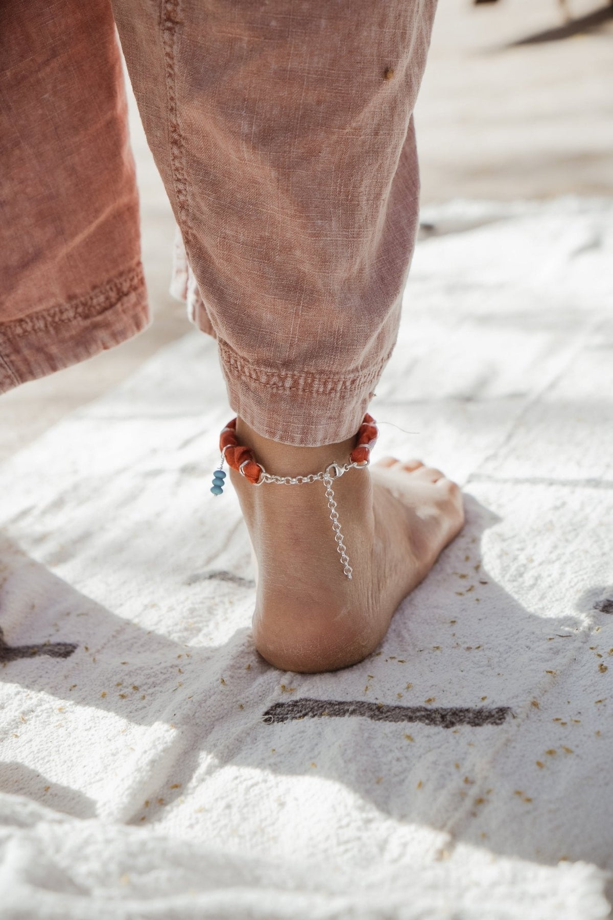 The Fray Baby Anklets with Turquoise + Pearl Beads (MADE TO ORDER)