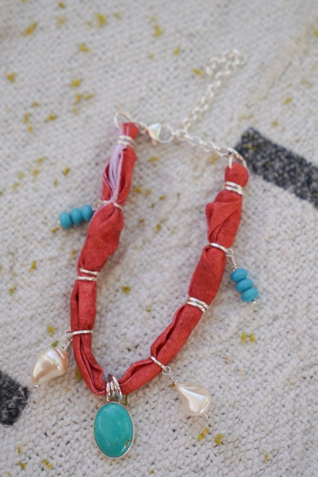 The Fray Baby Anklets with Turquoise + Pearl Beads (MADE TO ORDER)
