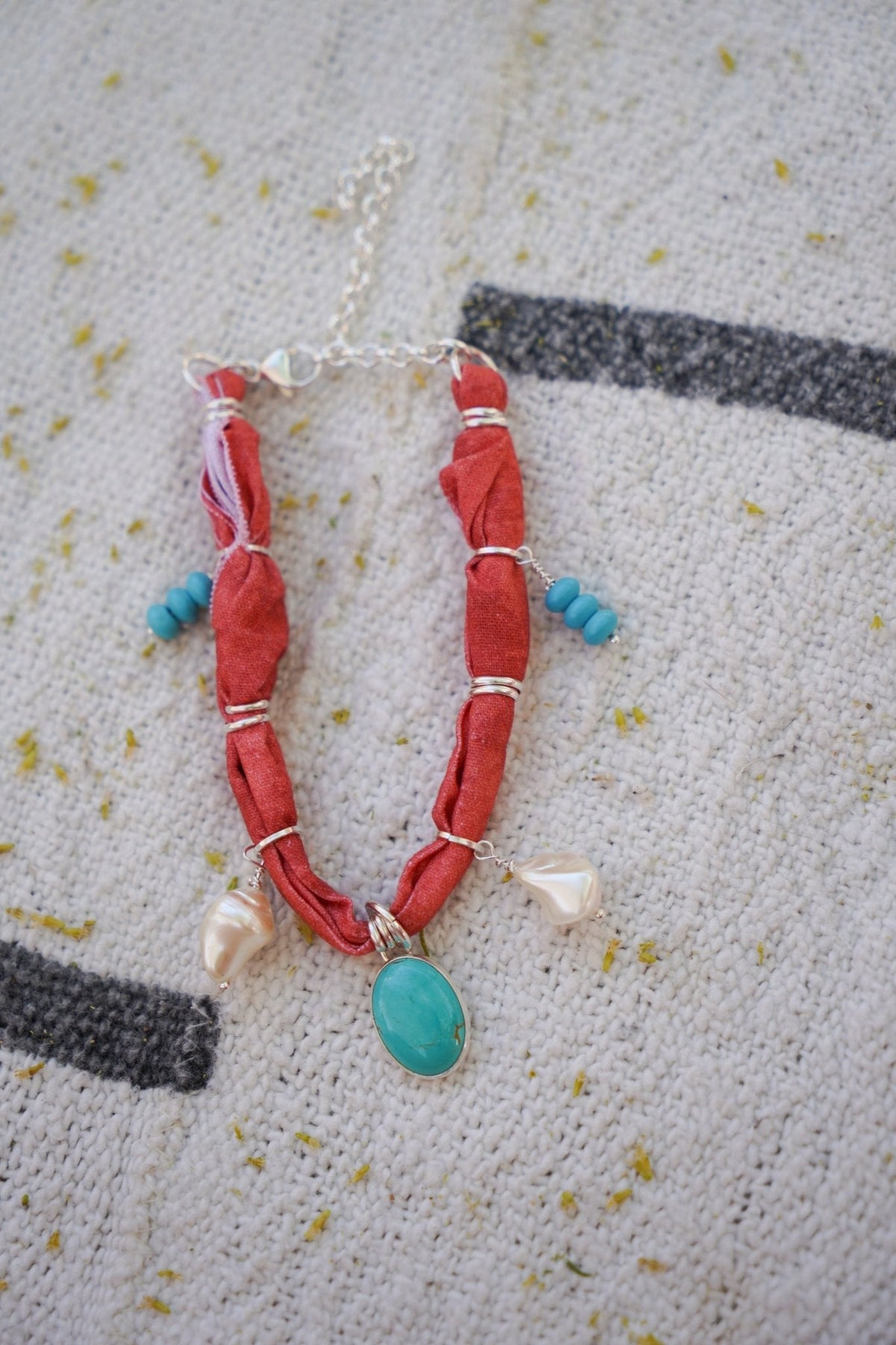 The Fray Baby Anklets with Turquoise + Pearl Beads (MADE TO ORDER)