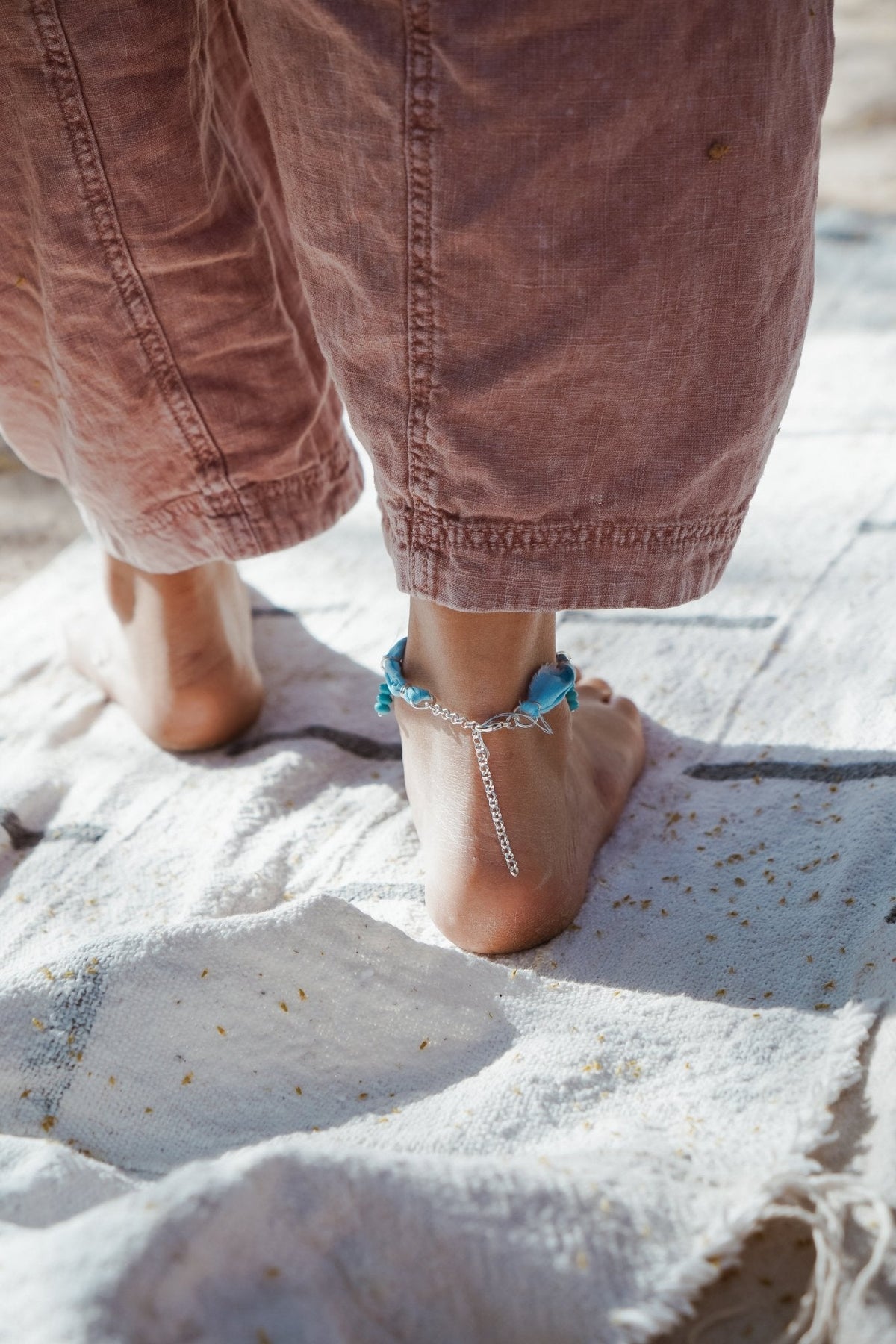 The Fray Baby Anklets with Turquoise + Pearl Beads (MADE TO ORDER)