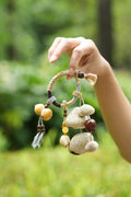 "The Harvest Circle" - Woven Ring Charm with Golden Gourds & Natural Pods