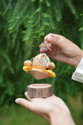 "The Hula Dancer" - Handcrafted Coconut Shell Spinning Top Toy with Log Base