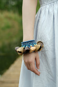 "The Indigo Beat" - Ethnic Embroidered Wrist Rattle with Natural Seed Bells