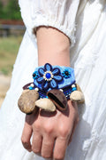 "The Indigo Flower Rattle" - Handcrafted Wearable Wrist Percussion with Seed Pods