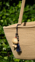 "The Indigo Guardian" - Royal Blue Tassel & Natural Nut Shell Car Charm
