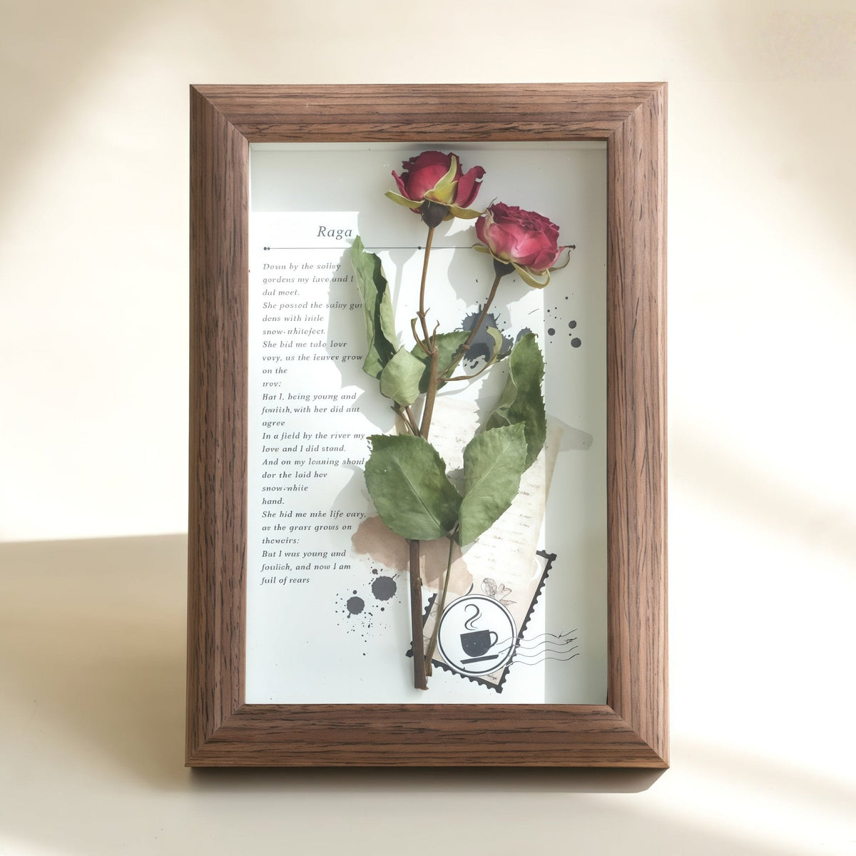 "The Landscape Garden" - Real Preserved Flower Shadow Box (Panoramic Desk Decor)