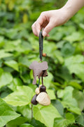 "The Leather Elephant Guardian" - Handcrafted Leather Bag Charm with Natural Seed Bells