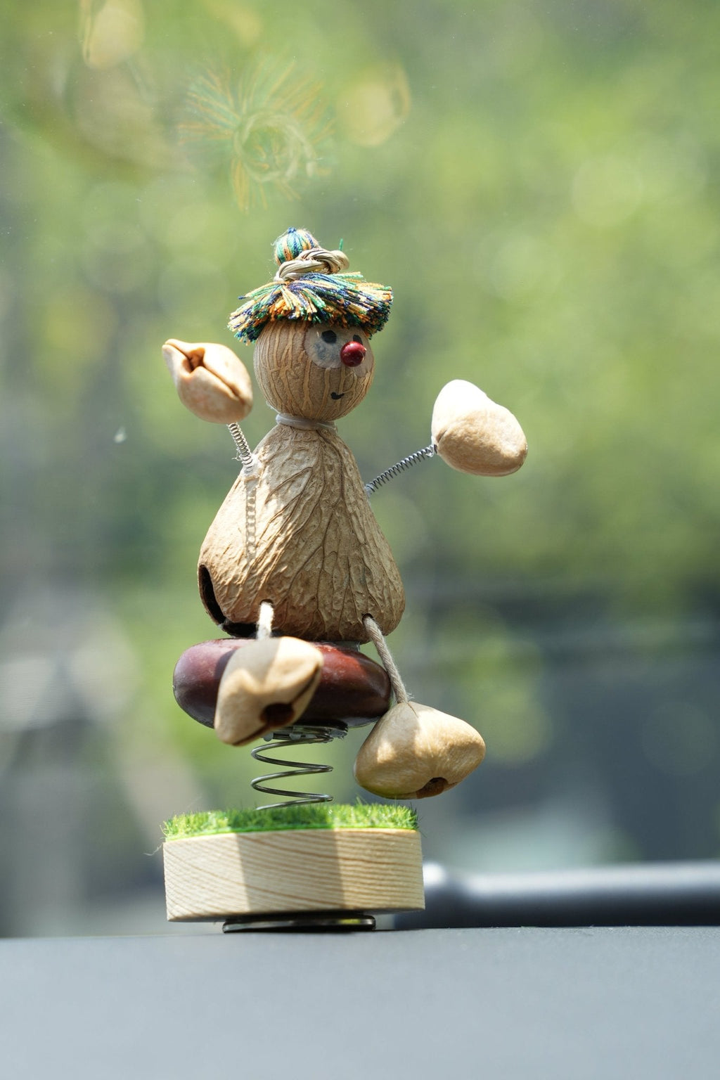 The Little Nut Guardian | Real Seed Shell Bobblehead & Car Dashboard Ornament