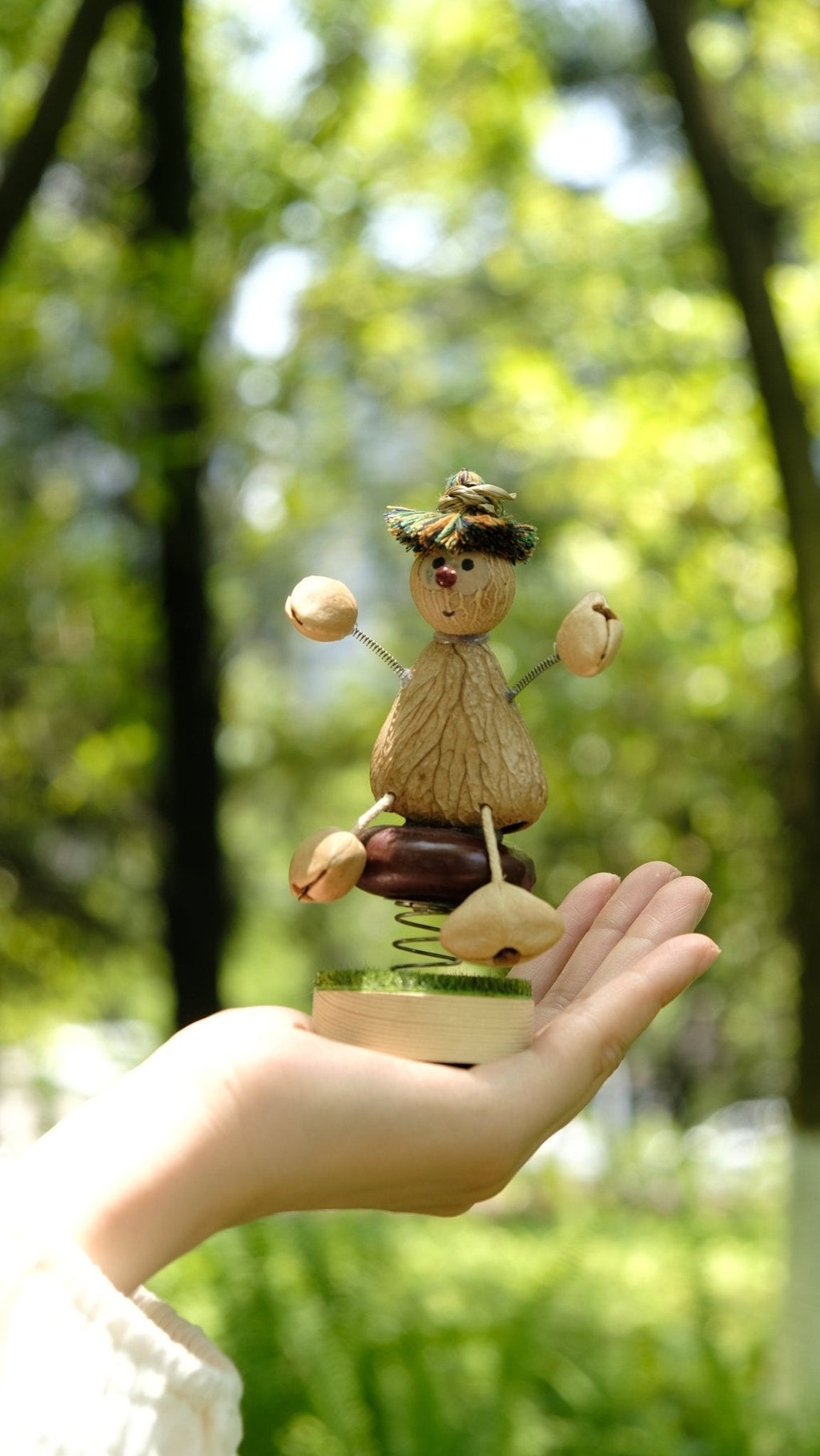 The Little Nut Guardian | Real Seed Shell Bobblehead & Car Dashboard Ornament
