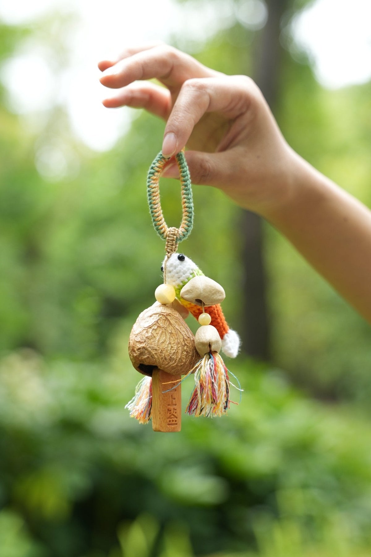 "The Lucky Koi" - Crochet Carp Charm with 'Top Fortune' Wood Tag