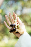 "The Pastel Picnic" - Hand-Wrapped Yarn Charm with Olive Detail & Seed Pods